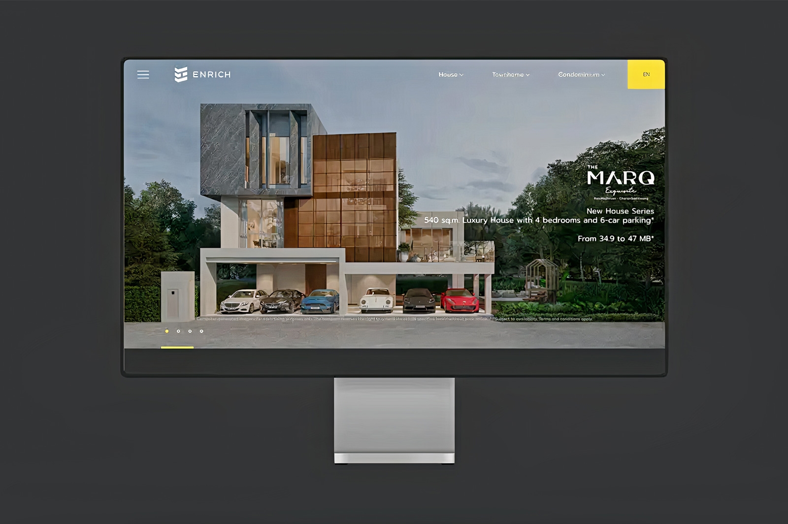 Create a website for the real estate business that includes all projects and a landing page for marketing purposes for Enrich.